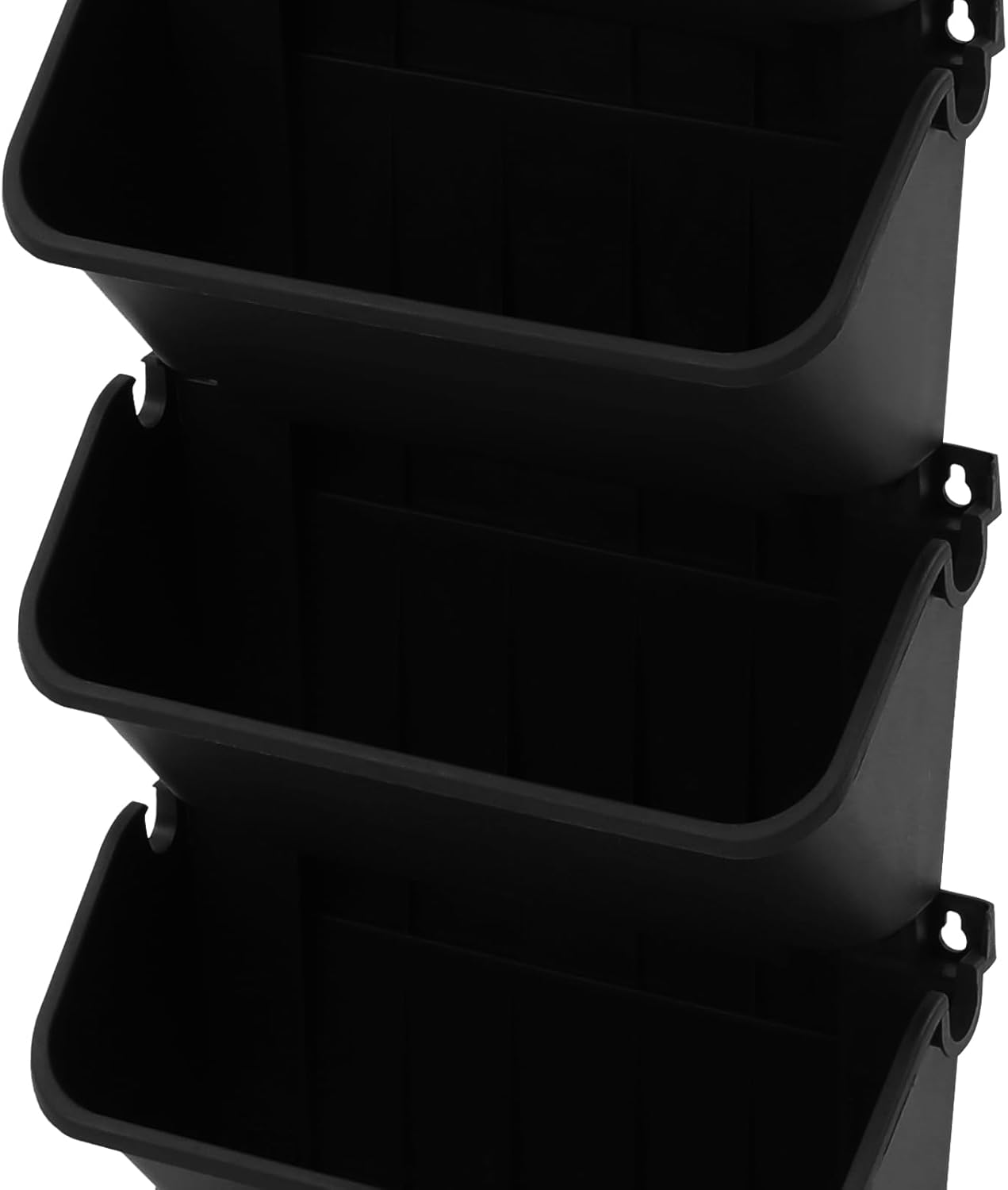 18 Pots Self-Watering Vertical Wall Planter, 39.4โL x 39.4โH Stackable Plastic Wall-Mounted Plant Grow Pots, Wall Hang Garden Planter Outdoor Indoor for Herbs Flowers Strawberries (Black)