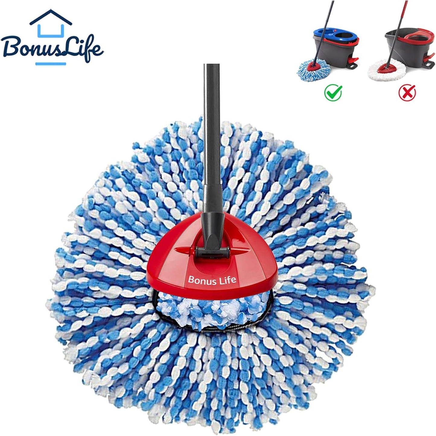 BonusLife 3-Pack Mop Head for O-Ceda RinseClean Spin Mop Refill 2-Tank System Only Easy Cleaning Microfiber Replacement