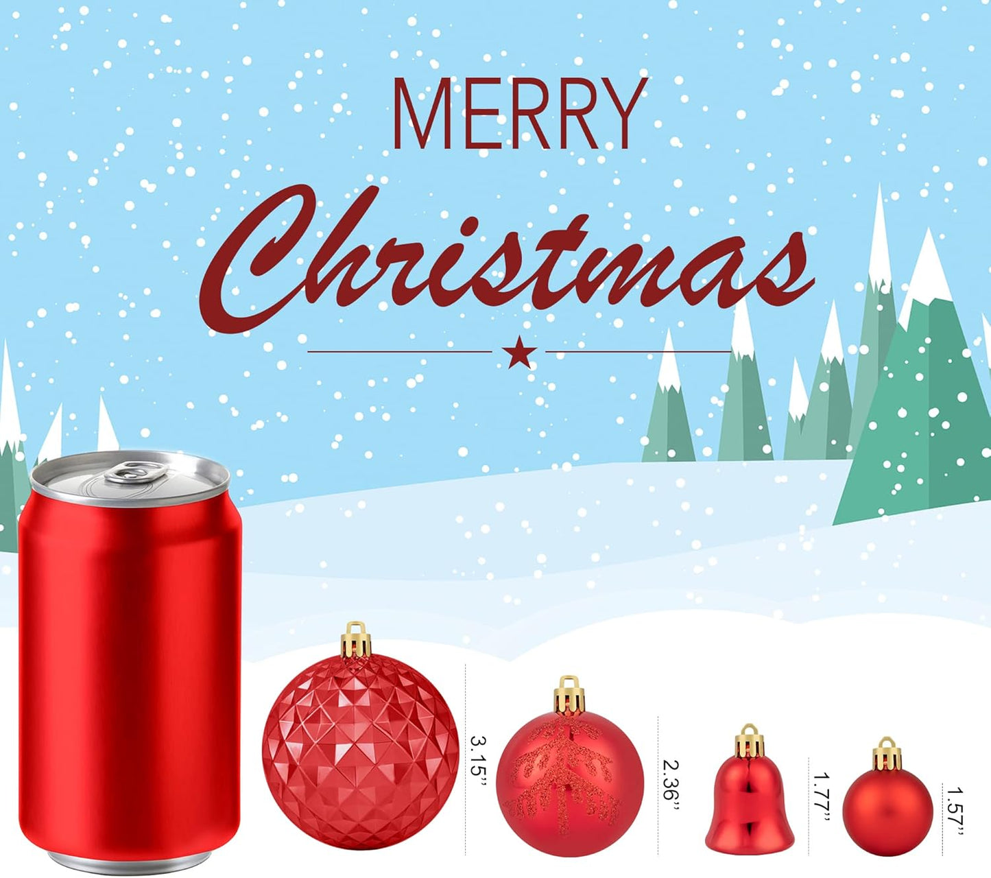 116Pcs Green and Red Christmas Ball Ornaments, Shatterproof Christmas Hanging Decoration Set with Gift Box, Assorted Decorative Baubles Set for Xmas Tree/Home/Wedding/Party/Holiday (Red & Green)