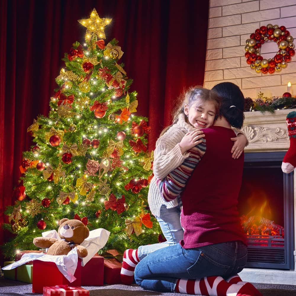 11.8 Inch LED Star Tree Topper - Gold Metal Ornament with 20 Lights for Christmas Tree Decoration