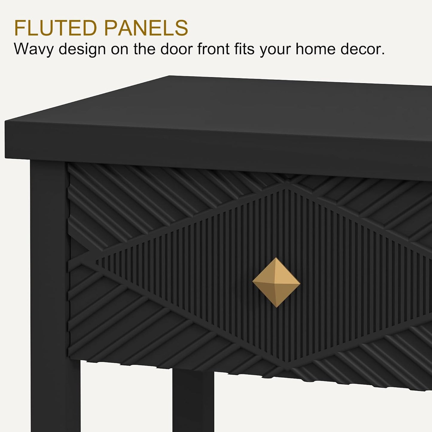 47" Console Table with 3 Drawers, Fluted Narrow Long Entryway Table with Storage Shelf, Accent Table for Entryway, Living Room, Behind Couch, Foyer, Hallway, Office