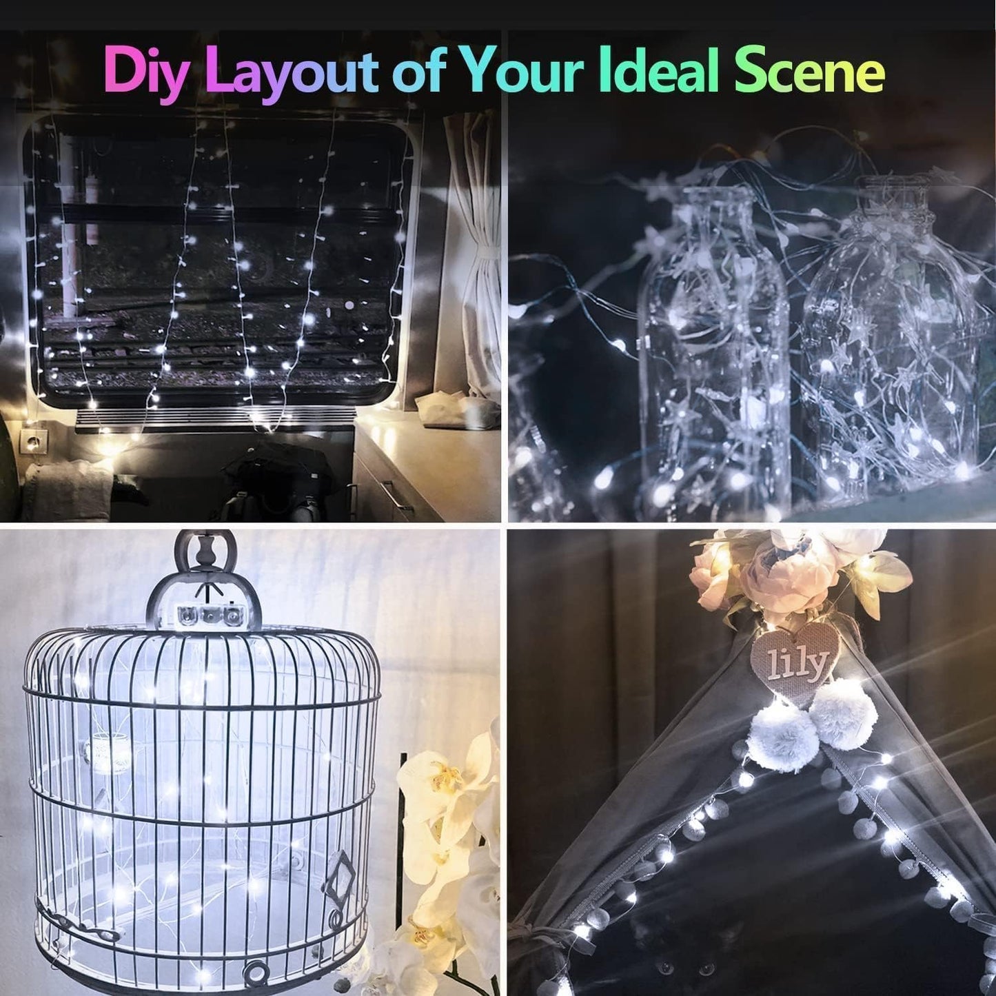 2 Pack 100LED Battery Operated Fairy Lights with Remote, 8 Modes LED String Lights with Timer, Dimmable, Memory Function, Waterproof Twinkle Lights for Outdoor Indoor Christmas Decor(Cool White)