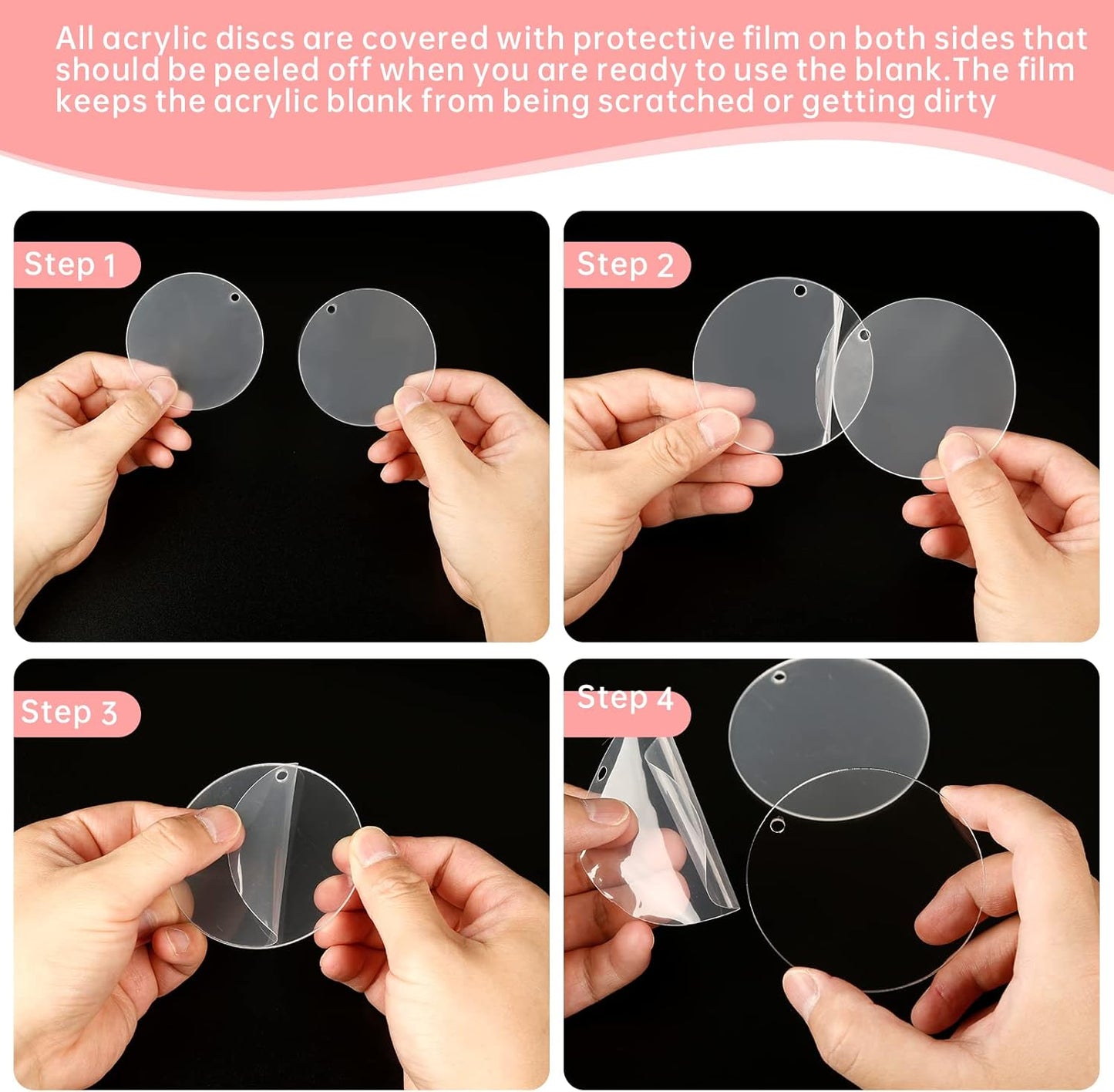 50 Pieces Clear Acrylic Circle Keychains Tags 2.5"/63.5 mmx1.5 mm Thicker Acrylic Discs with Holes,for Hanging Keychain and DIY Craft Painting Projects