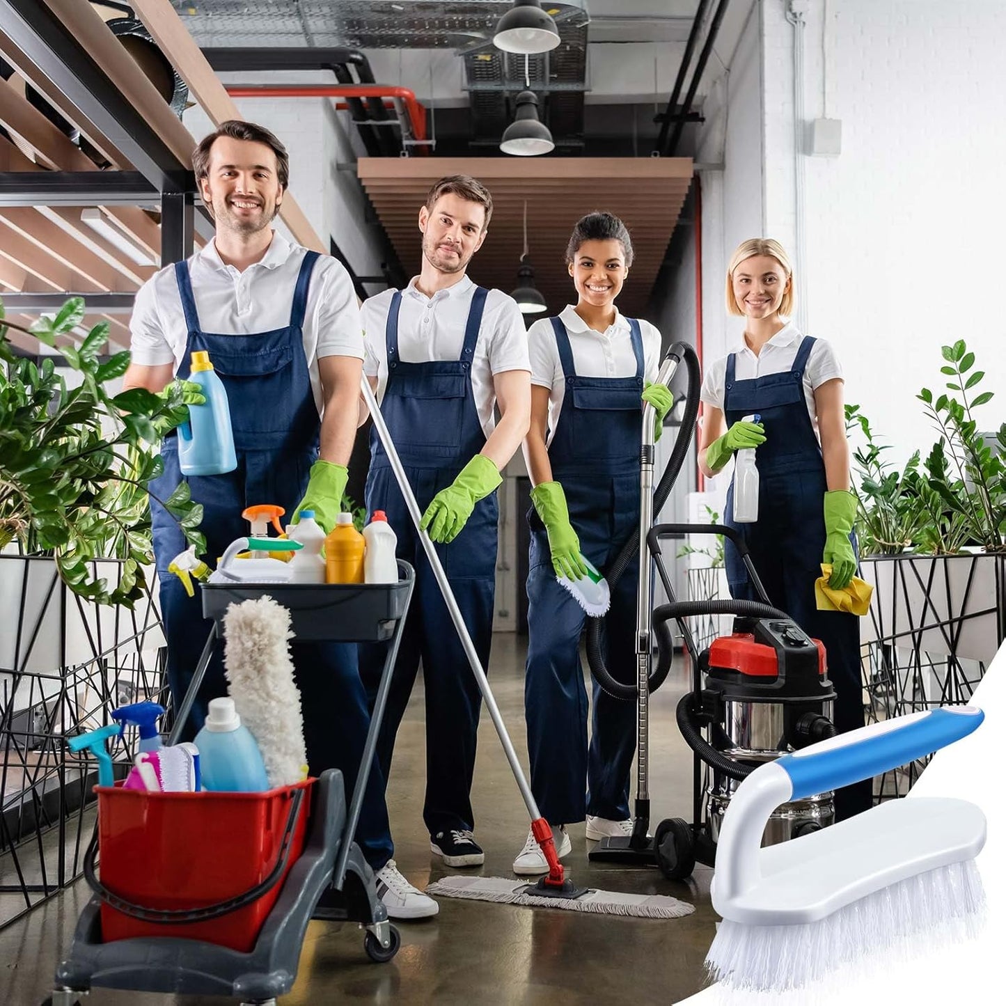 Lallisa 12 Pcs Scrub Brush for Cleaning with Handle Comfortable to Grip Heavy-Duty Flexible Stiff Bristles Scrubber Brushes Bulk for Shower Bathroom Carpet Kitchen Floor Tiles (Blue,Green)