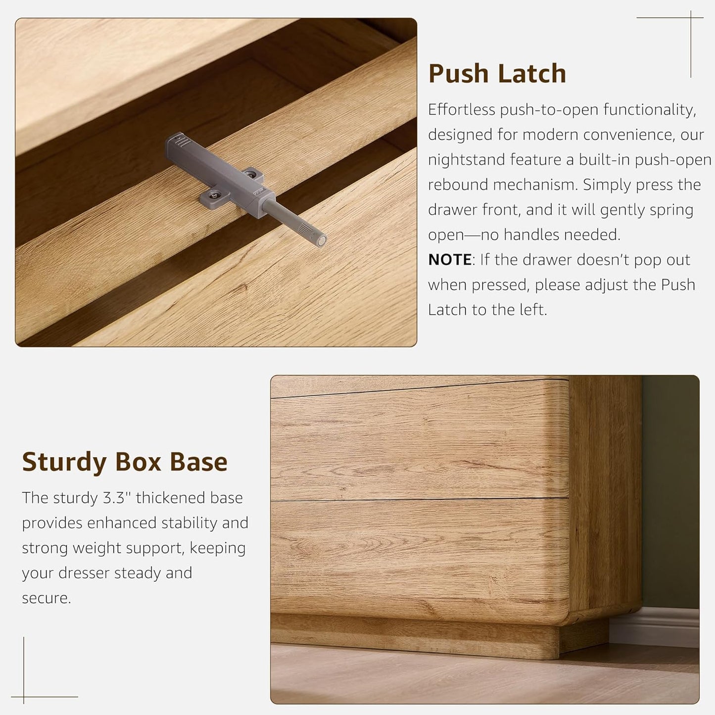 6 Drawer Dresser for Bedroom, 42 Inch Tall Modern Chest of Drawers, Push-to-Open Wood Storgae Organizer with Large Drawers for Bedroom, Living Room, Hallway, Natural Oak