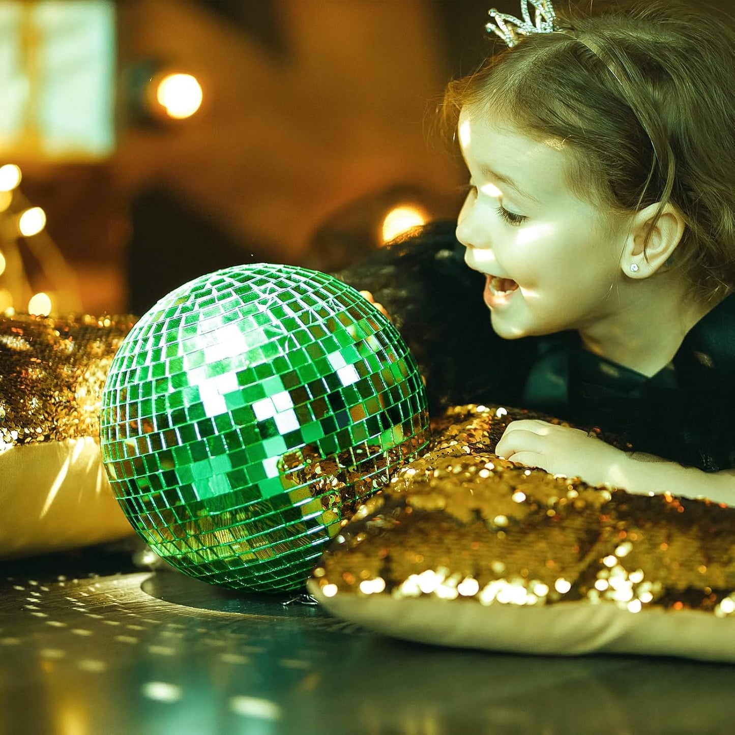 Art3dwallpanels 6 Pack Self Adhesive Glass Mirror Mosaic Disco Tiles Small Square Mirror Sticker for for DIY Disco Ball, Disco Cowboy Hat, Vase, Bottle, Interior Decoration, 2364 Pieces, Green