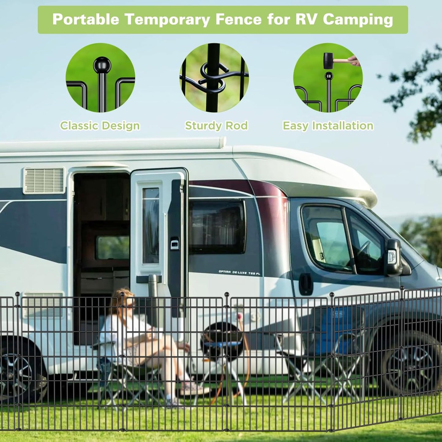 10 Panels No Dig Garden Fence Animal Barrier, 44in(H) × 23.6ft(L) Decorative Metal Outdoor Dog Fence, Rustproof Pet Fencing for Yard, Patio, Flower Bed -Temporary Fencing| Easy to Install