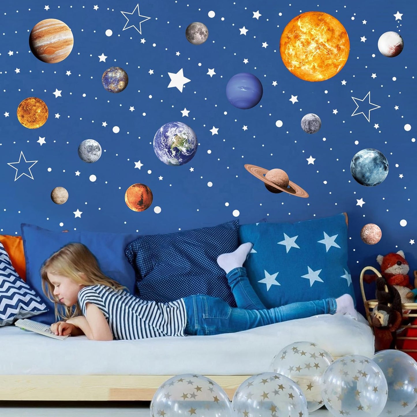 Solar System Wall Decals Glow in The Dark Stars 780 PCS, Glowing Planets Stickers for Ceiling, Nursery Wall Stickers for Bedroom, Kids Room Decorations (Blue)