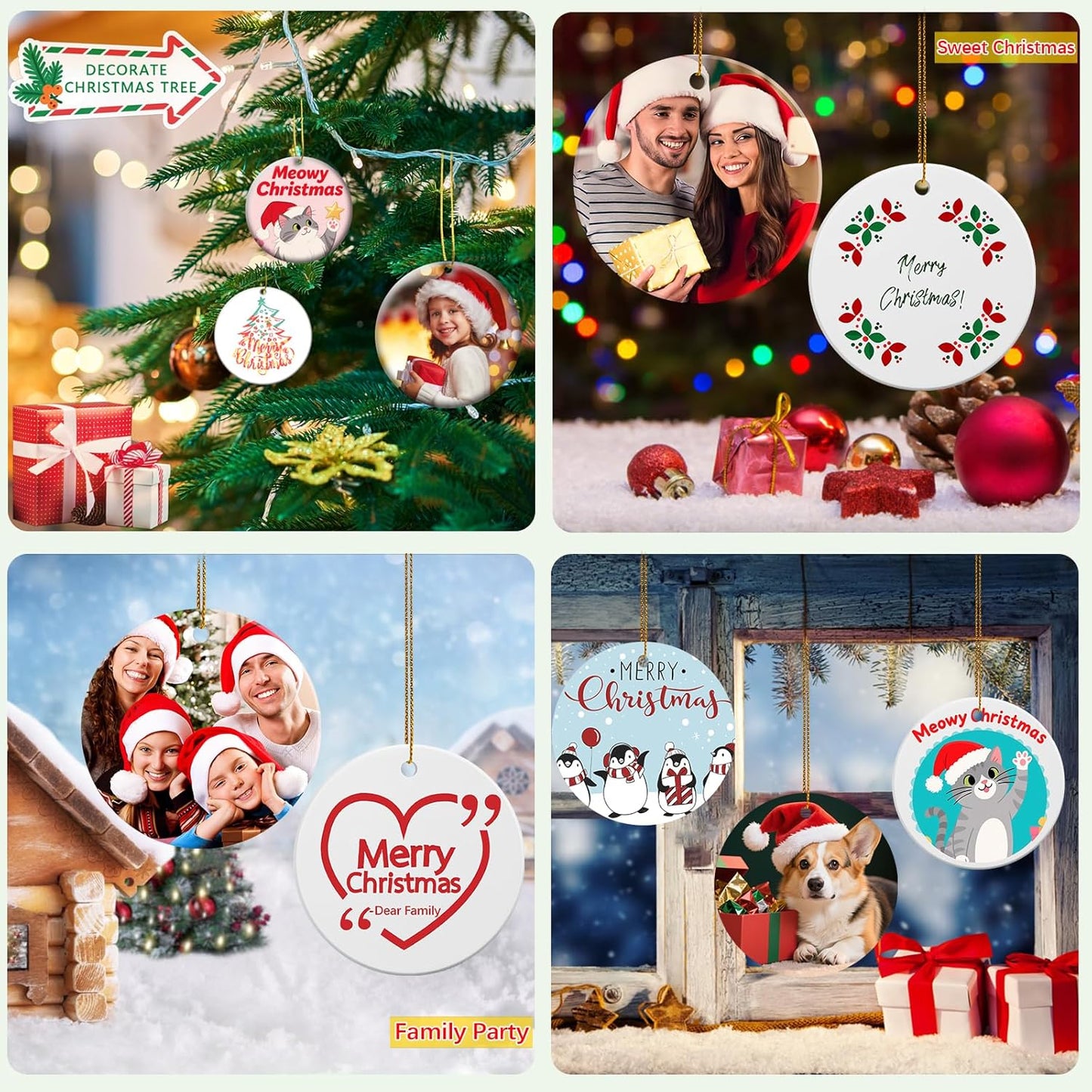 25 PCS Ceramic Sublimation Ornament Blanks Bulk 3 Inch White Round Crafts DIY Personalized Printed Christmas Home Porcelain Paintable Decorate