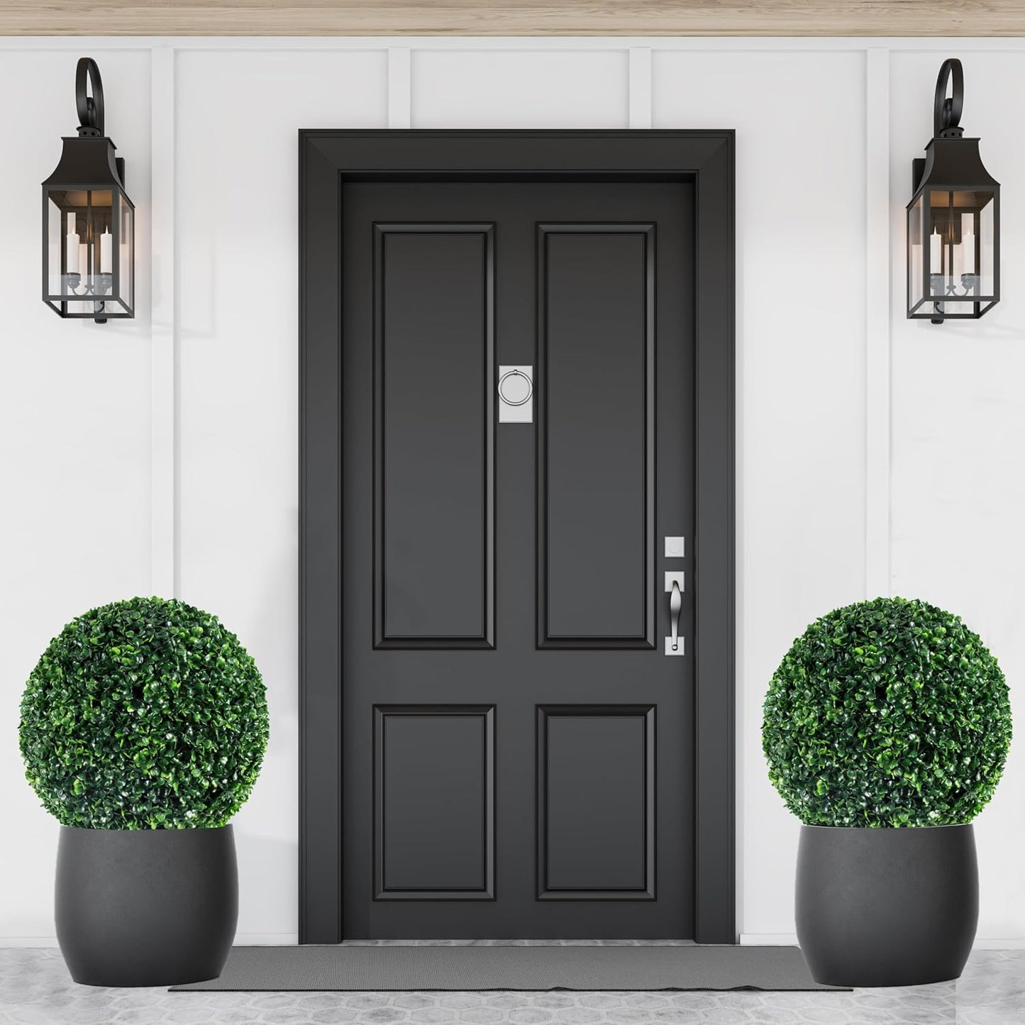 Ogrmar 2 PCS 17.7 inch 2 Layers Artificial Plant Topiary Ball Faux Boxwood Decorative Balls for Backyard, Balcony,Garden, Wedding and Home Décor (17.7 Inch)