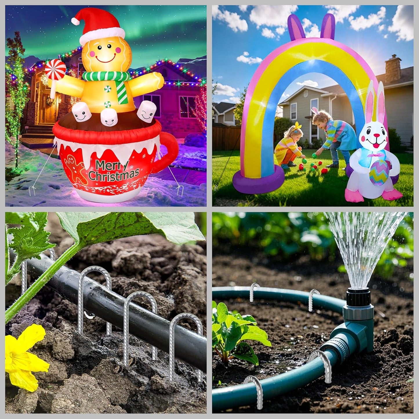 VVOKGO Rebar-Stakes-12-Inch J Hook Galvanized Tent Stakes Heavy Duty, 20-Pack Ground Chain Link Fence Anchors with Chisel Point End for Bounce House, Camping Tents, Outdoor Inflatables Decorations