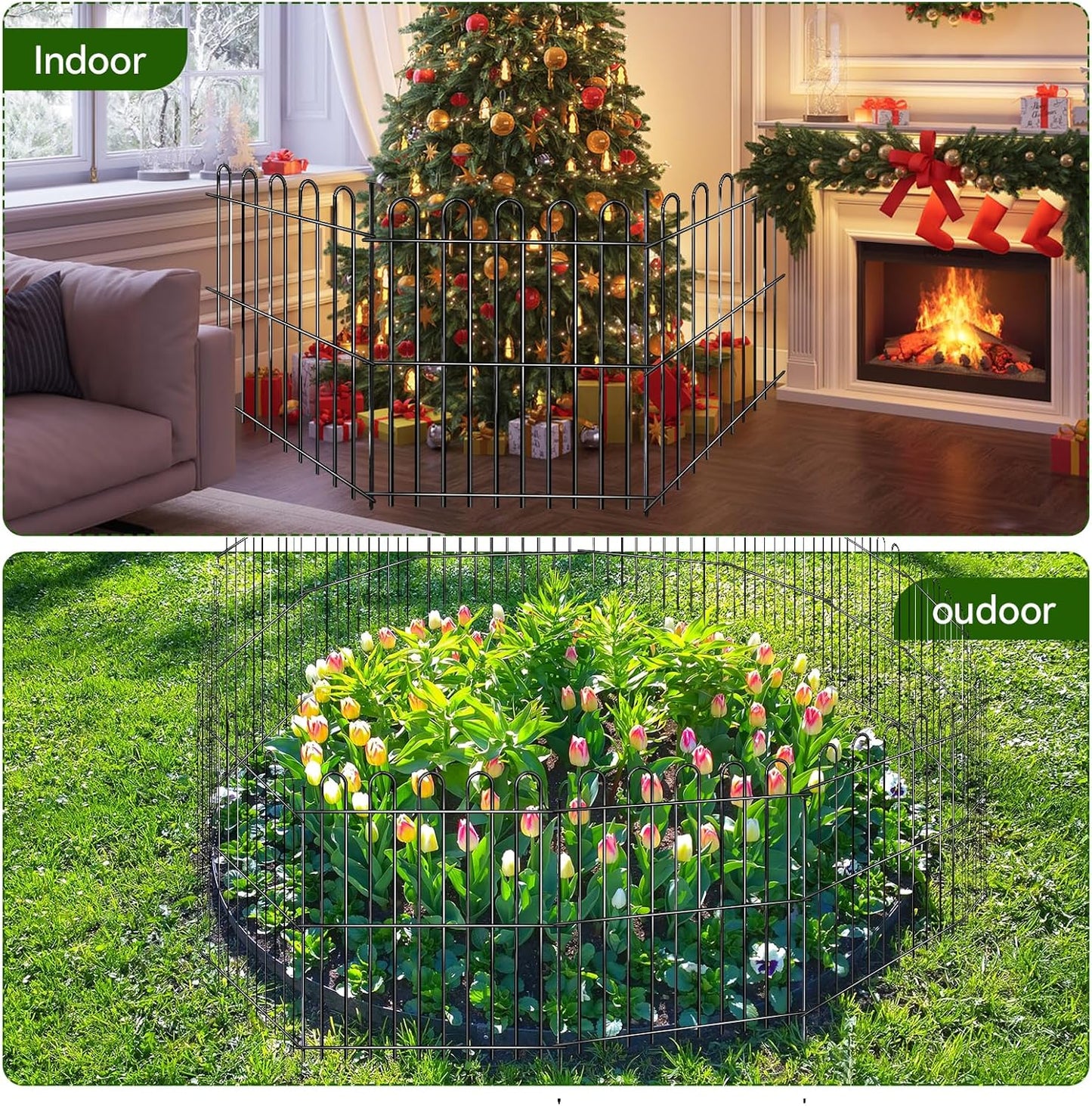 25 Panels Decorative Garden Fence, 50ft X 32in Rustproof Metal Animal Barrier Fence, No Dig Fence Garden Fence, Arched Flower Bed Edging Ornamental Wire Border Fencing for Outdoor Yard, Patio Decor