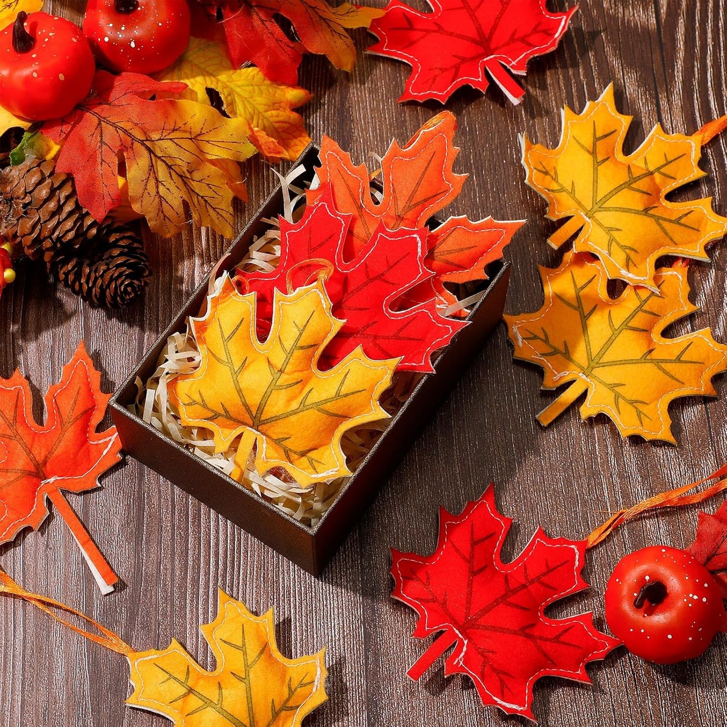 36 Pcs Fall Tree Decoration Thanksgiving Tree Ornaments 3D Felt Maple Leaf Ornaments Fall Hanging Decoration for Home Autumn Party