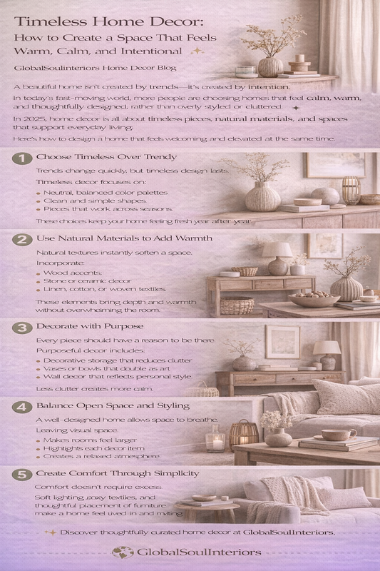 Timeless Home Decor: How to Create a Space That Feels Warm, Calm, and Intentional GlobalSoulInteriors