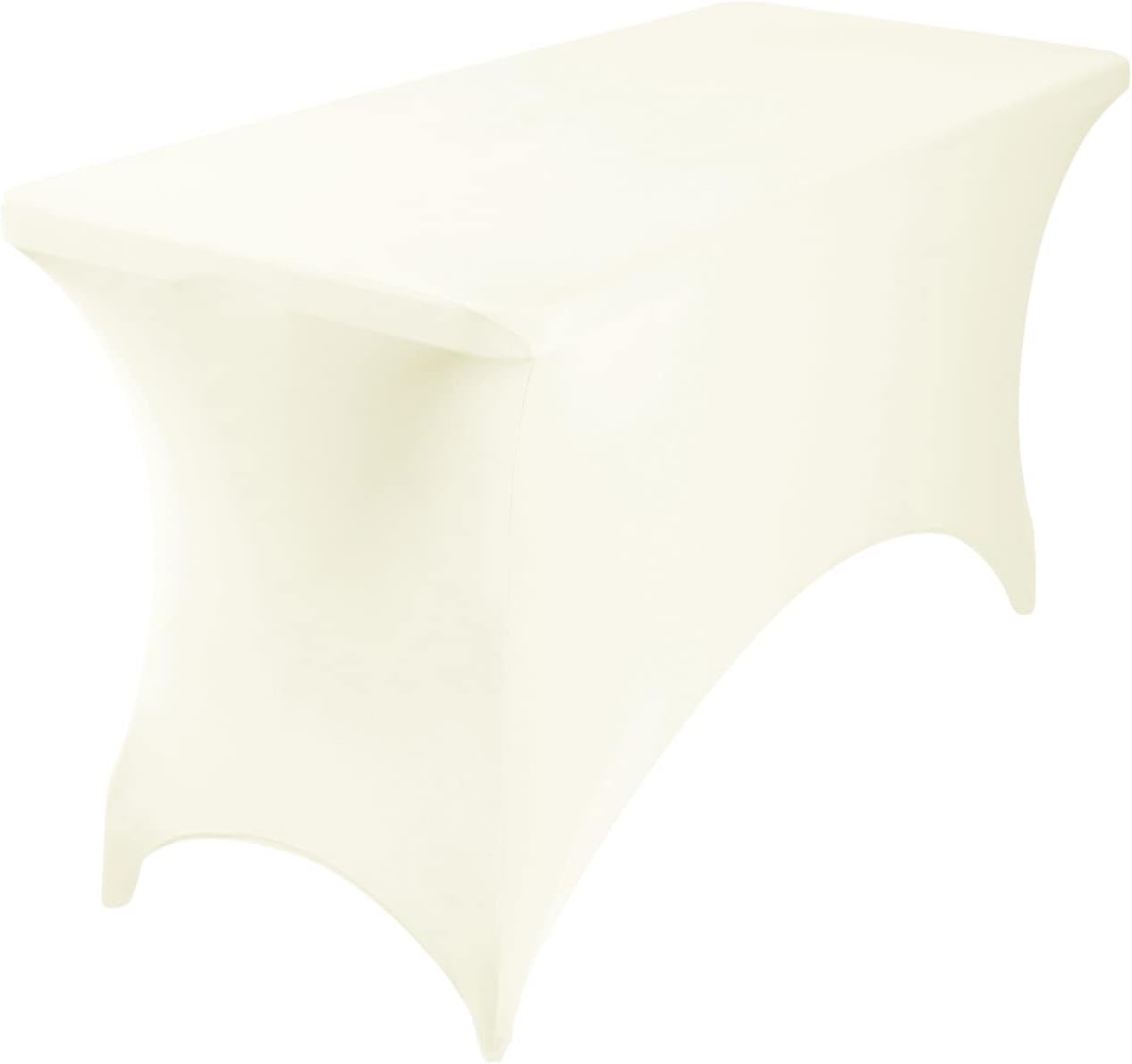 2Pack Spandex Waterproof Table Covers 4ft，Spandex 4ft Waterproof Table Cover for Party,Wedding, Banquet, and Events(Ivory)