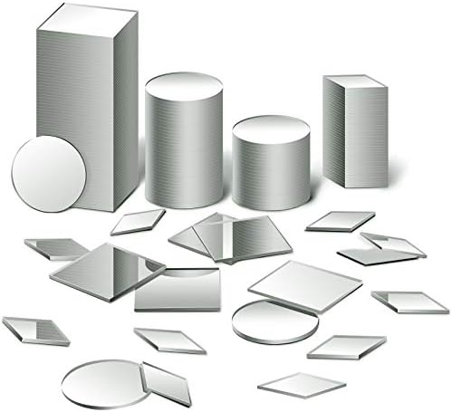 Geiserailie 300 Pieces 1 Inch 3 Shapes Mirror Mosaic Tile Small Round Diamond Square Mini Mosaic Mirrors DIY Craft Glass Decorative for Projects Crafts Supplies, Home Wall Decor.