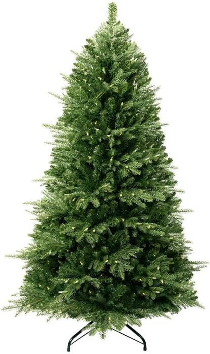 Naomi Home 4.5ft Christmas Tree with Multi-Color Lights, Realistic Fir with Colored Lights with Controller, 810 Branch Tips, 300 Colorful Lights and Metal Stand, Pre Lit Tree