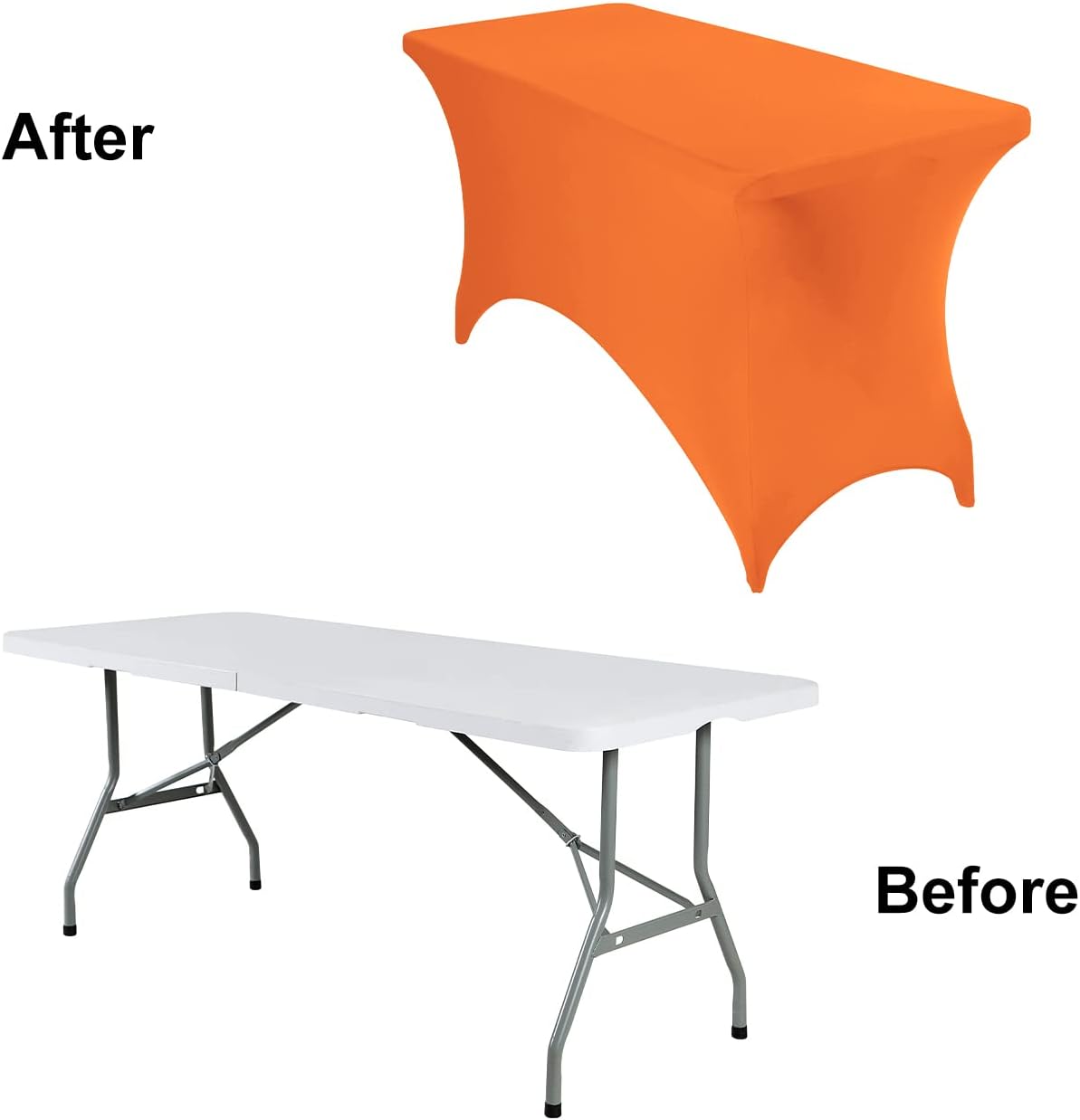 2Pack Spandex Waterproof Table Covers 4ft，Spandex 4ft Waterproof Table Cover for Party,Wedding, Banquet, and Events(Orange)
