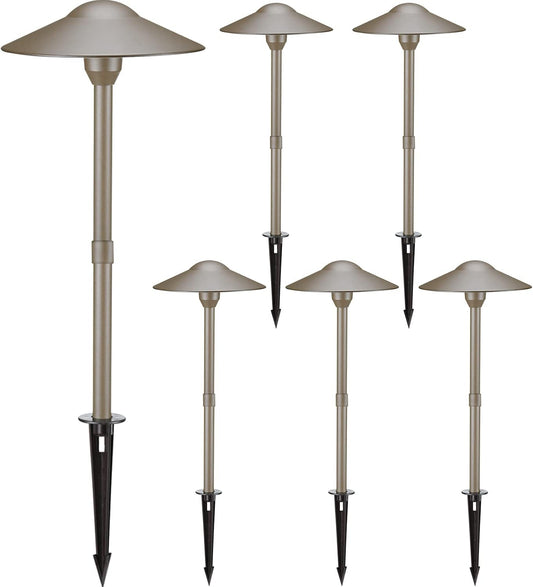 3W LED Landscape Lights Landscape Lighting Low Voltage Outdoor Pathway Lighting Replaceable LED Bulb 3000K Aluminum housing with ABS Ground Stake for Yard Patio Driveway Bronze, Pack of 6