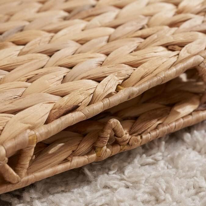 12x12x12 Storage Cube, Water Hyacinth Storage Baskets, Wicker Storage Baskets for Shelves, Woven Baskets for Storage, Square Wicker Storage Basket for Bedroom, Living Room (4 Packs 12x12in)