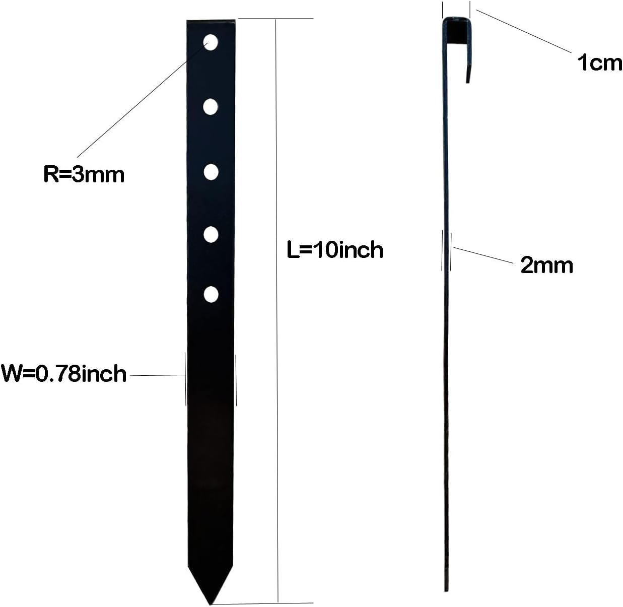 60Pcs Metal Garden Landscape Edging Stakes,Black, 10inch anchoring Stakes Landscape Anchoring Spikes for Terrace Board, Grass Barrier, Landscape Edging Coil, Garden Liner, Bender Board