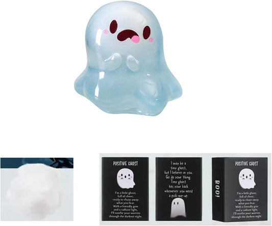 32 Sets Halloween Mini Ghost Figures with Box, Glow in The Dark Mini Resin Ghosts, Luminous Ghost Miniature Resin Figurines for Halloween Party Favors (1PCS F)