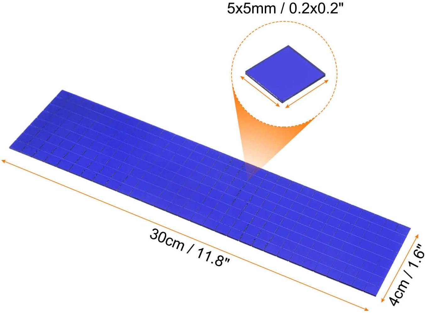 HARFINGTON 8 Sheet 3840 Pieces Self Adhesive Mirror Mosaic Tiles 5x5mm Small Square Mirror Tiles Sticker Disco Ball Stickers Mini Glass Tiles for DIY Craft Party Home Decoration, Blue