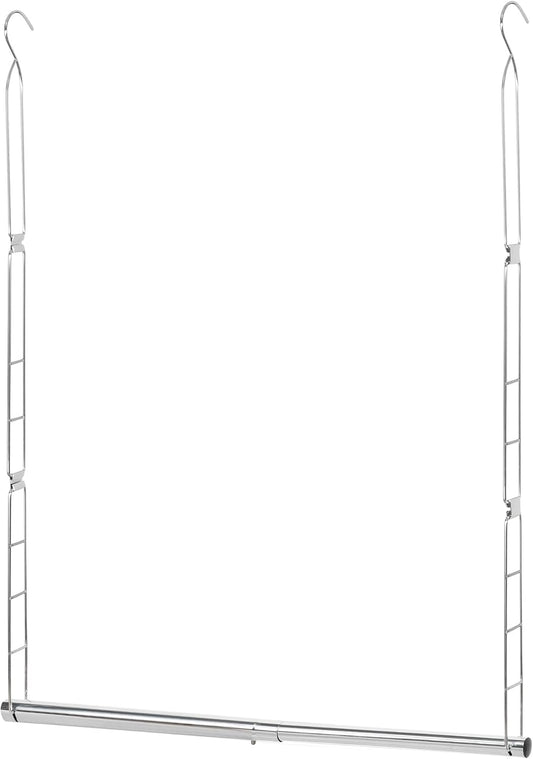 STORAGE MANIAC Hanging Closet Rod, Adjustable Width and Height Closet Hanging Organizer, Space-Saving Clothes Hanging Bar, Closet Extender Hanging Rod Double Closet Hanging Rod, 1 Pack Chrome