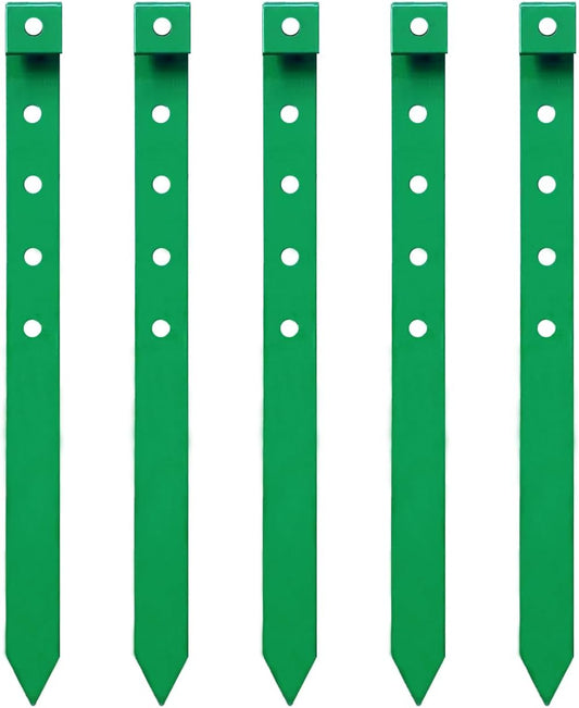 24Pcs Metal Garden Landscape Edging Stakes Green,10in anchoring Stakes Landscape Anchoring Spikes for Terrace Board, Garden Liner, Landscape Edging Coil,Bender Board,Grass Barrier