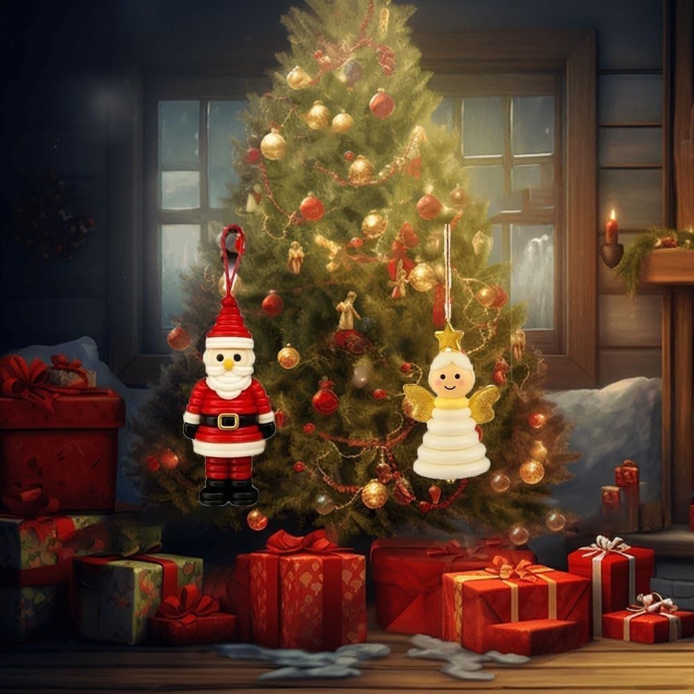 4pcs Button Christmas Tree Ornament Kits, Fun Holiday Decorations for All Ages, DIY Craft Buttons Kit with Christmas Snowman/Santa/Angel, Gifts for Xmas Tree Hanging Decorations (Snowman)