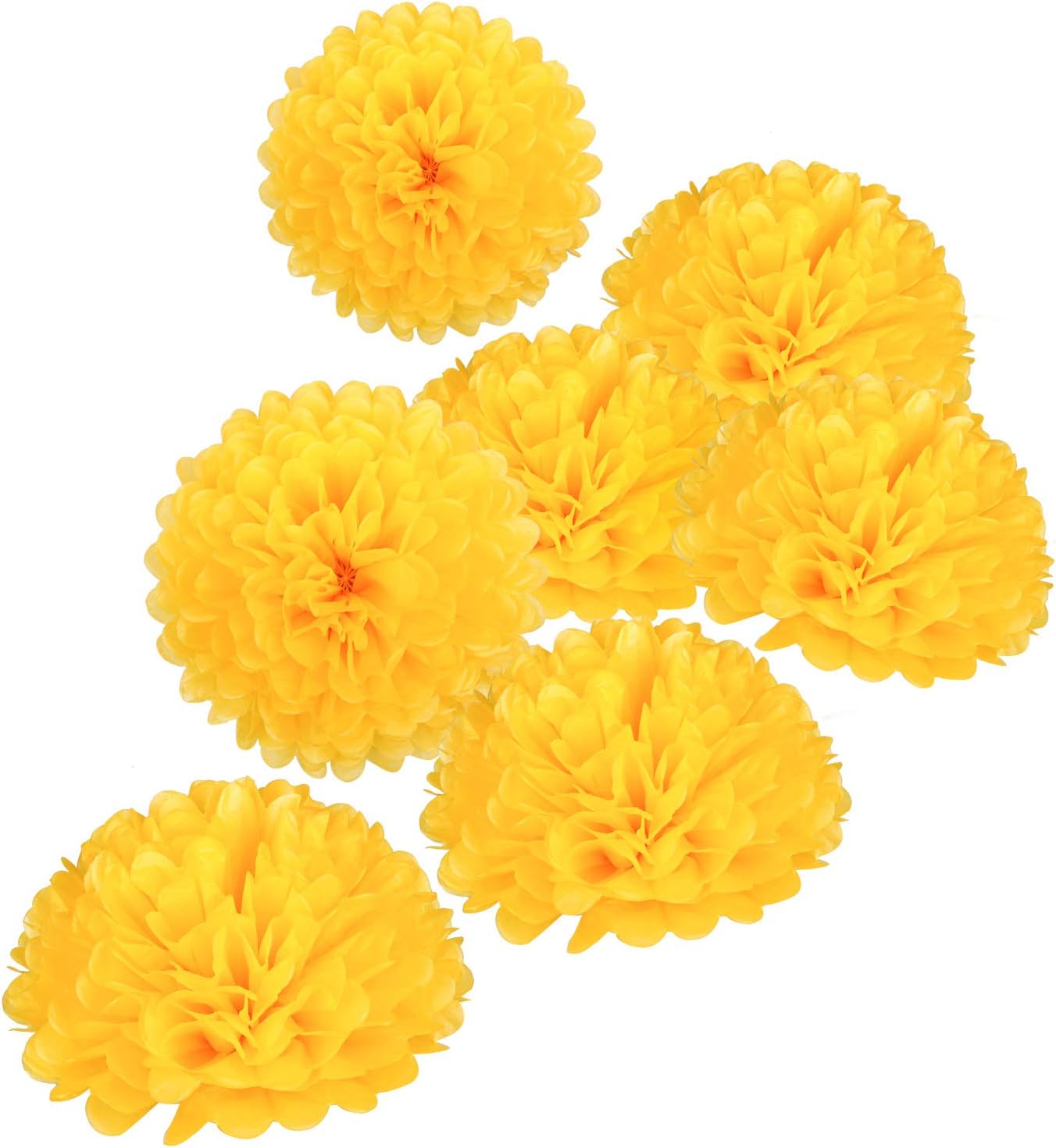 MISU 10" Yellow Tissue Pom Poms DIY Tissue Paper Flowers for Birthday Wedding Baby Shower Tea Party Dessert Table Decoration, Pack of 18
