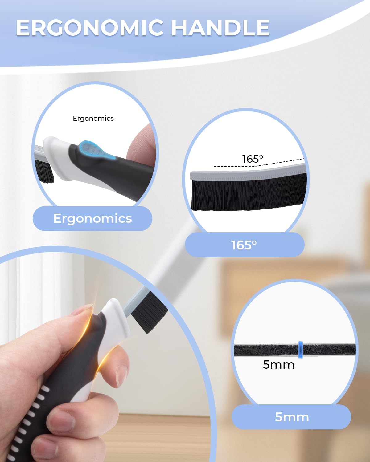 Crevice Cleaning Brushes, Scrub Brush for Hard to Reach Small Space, Home Essentials, Cleaning Supplies, Cleaning Tools for Household Use, Bathroom, Shower, Kitchen, Toilet, Window (3, Red)