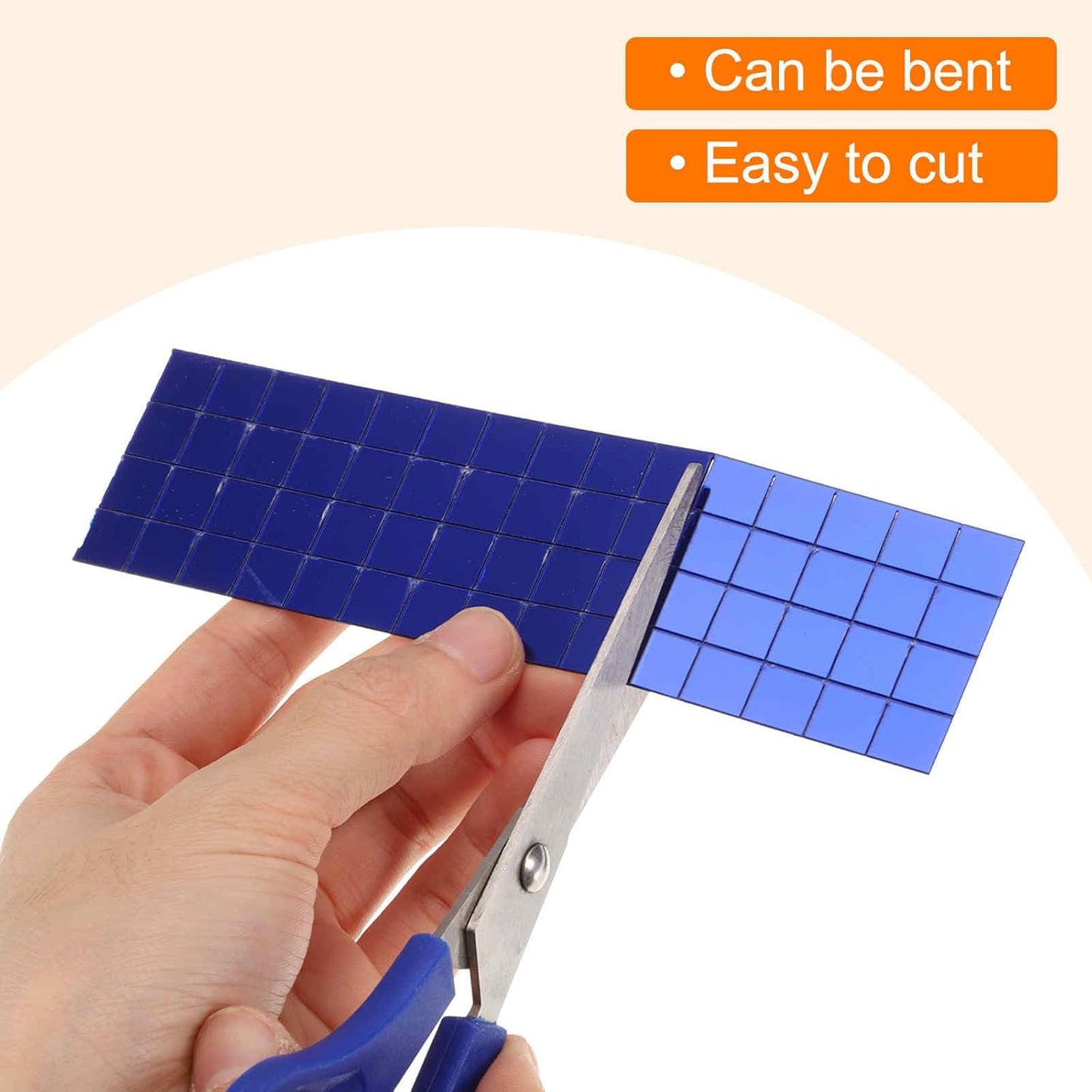 HARFINGTON 10 Sheet 4800 Pieces Self Adhesive Mirror Mosaic Tiles 5x5mm Small Square Mirror Tiles Sticker Disco Ball Stickers Mini Glass Tiles for DIY Craft Party Home Decoration, Blue