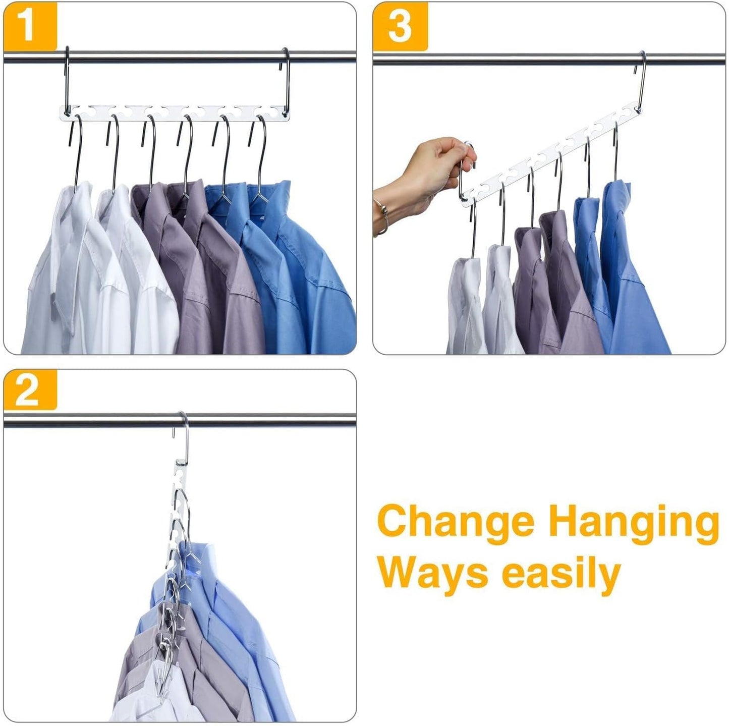 HOUSE DAY Space Saving Hangers for Clothes 4 Pack, Heavy Duty Hanger Organizer | 30 Lbs Capacity |, Metal Magic Hanger, Sturdy Multi Hangers, Closet Space Saver Closet Organizers and Storage
