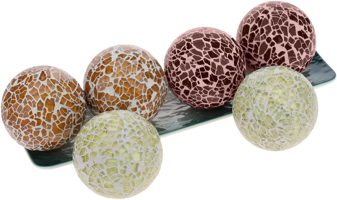 6 PCS 2.5inch Glass Decoration Orbs Set Glass Mosaic Sphere Balls Mix Color Bowls Vases Table Centerpieces Home Living Room Christmas Wedding Party Ornaments
