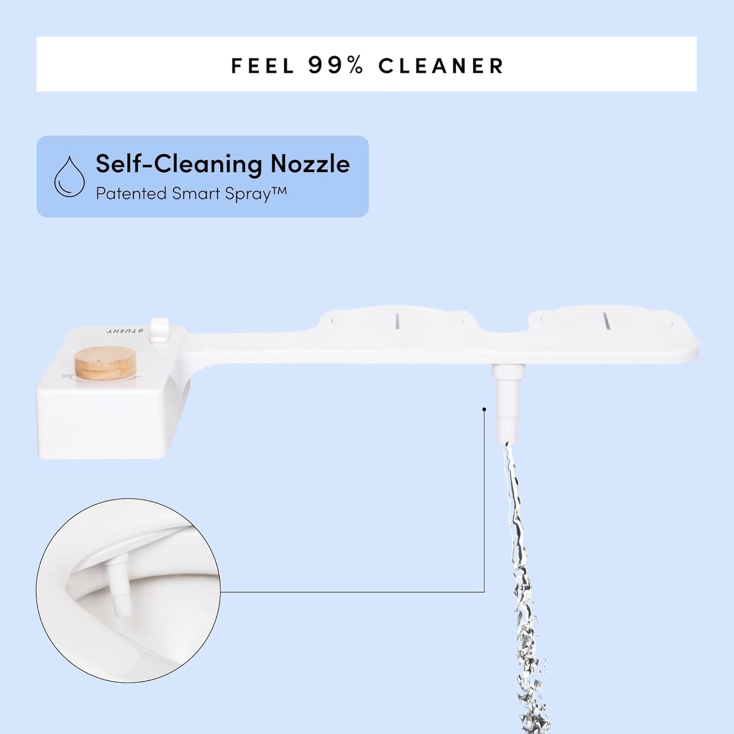 TUSHY Classic 3.0 Bidet | Slim Universal Toilet Seat Attachment. Simple Install <10 Minutes. Non-Electric Self Cleaning Water Sprayer with Adjustable Pressure Nozzle and Angle Control. (Black/Gold)