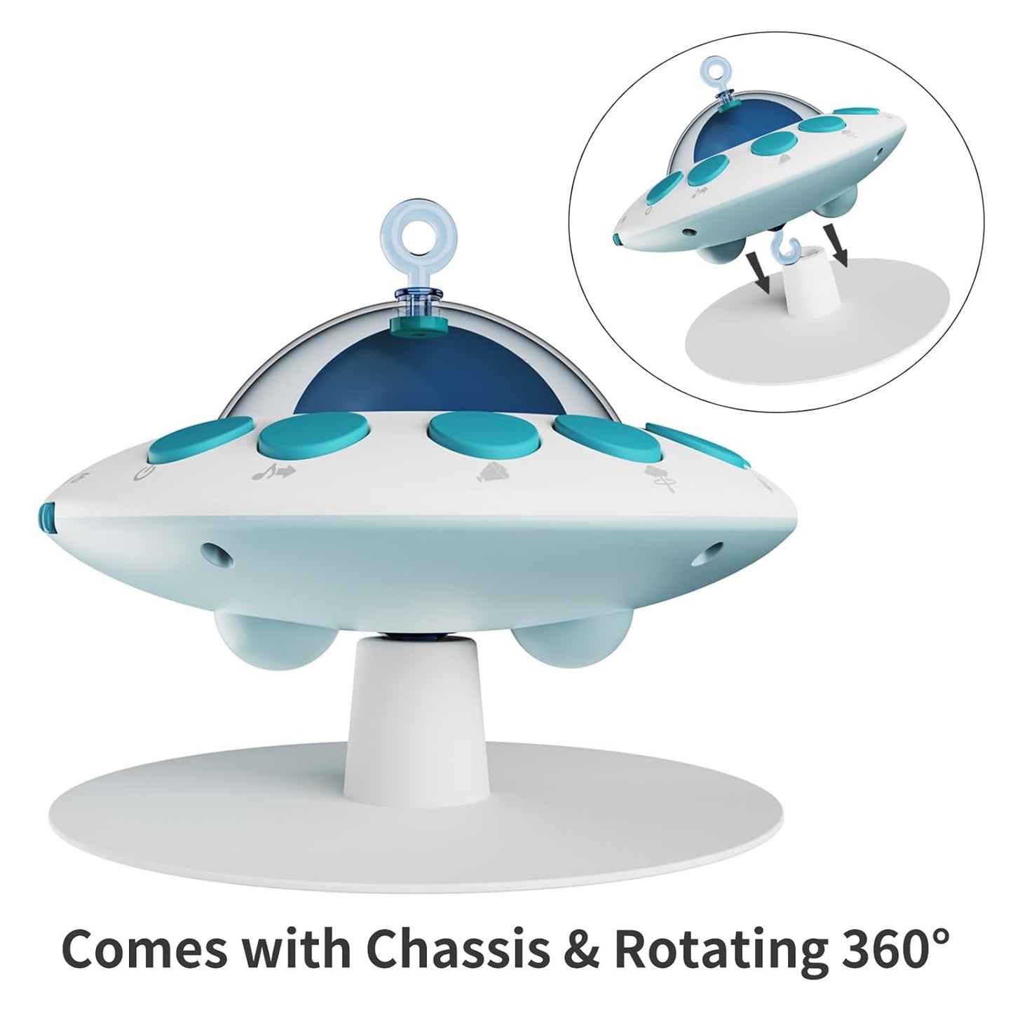 Eners Crib Mobile Music Box, Baby Mobile Spinner with Lights, Rotation, Moon and Star Projection, Crib Toys Attachments for Boys Girls (Music Box Blue)