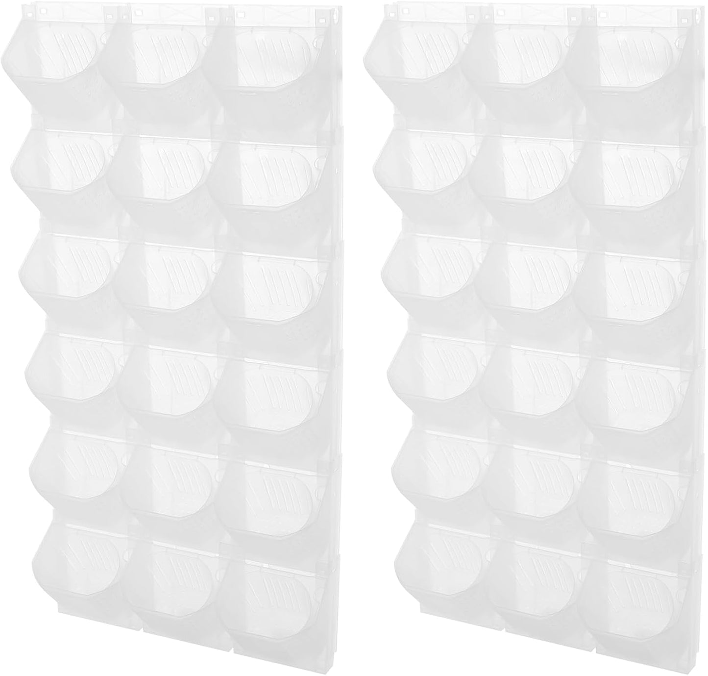 12Pieces 3-Pot Wall Planter Vertical Garden Plant Walls Wall Mounted Vertical Planter with Water-Storage Layer Stackable Wall-Mounted Flower Pot for Gardens, Balconies 180.78lbs Total Capacity (White)