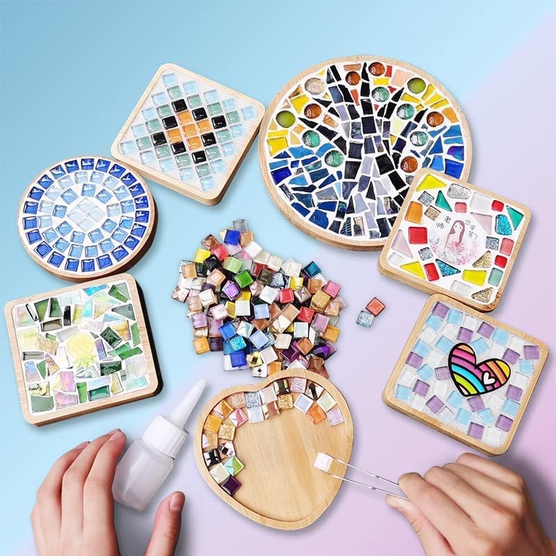 1.1 LB Irregular Crystal Mosaic Tiles,Small Particle Color Decal Crystal Glass Tile DIY Hobbies Children Handmade Crystal Craft for DIY Handmade Decorative Materials (Sky Blue Series)