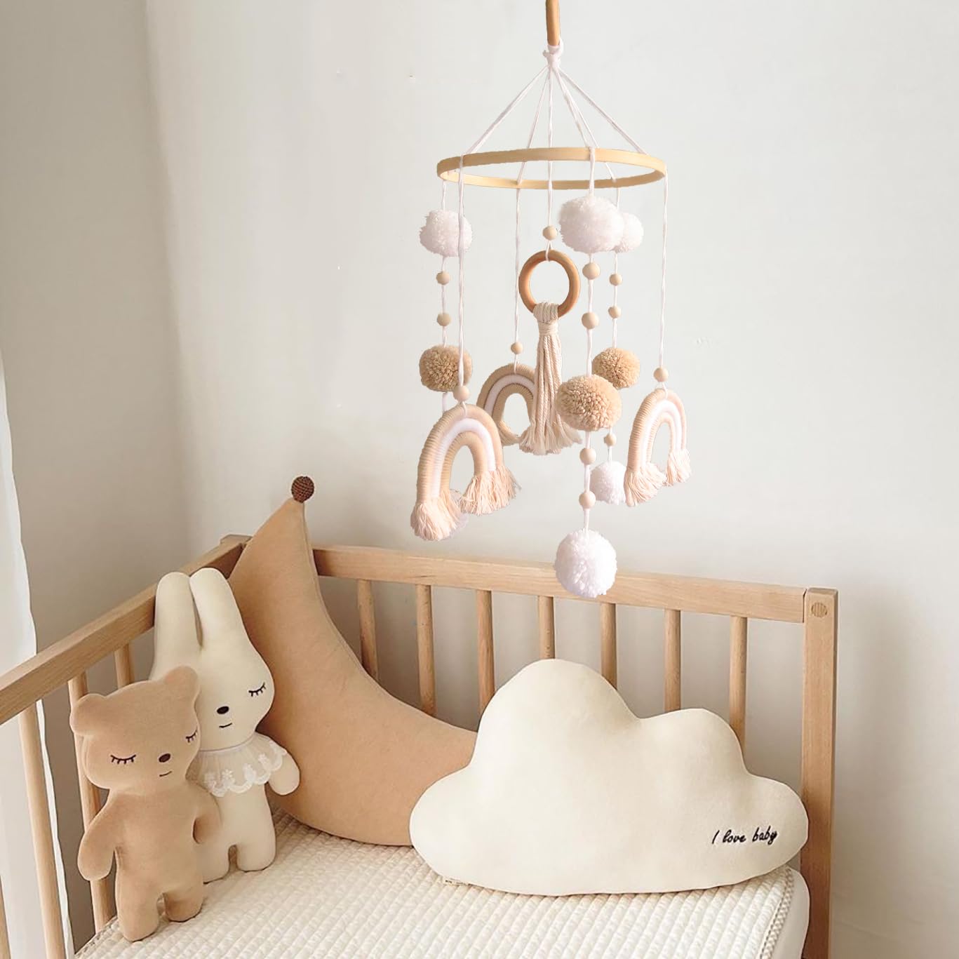Neutral Boho Rainbow Baby Mobile for Crib Mobile Nursery DéCor