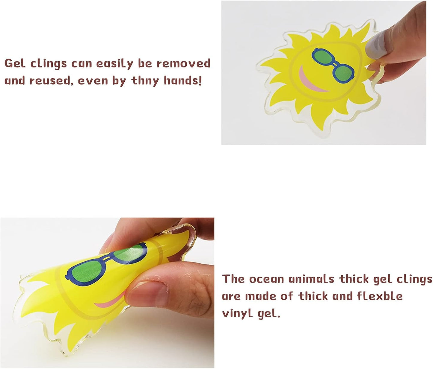 20 PCS Summer Thick Gel Clings Hawaiian Tropic Window Gel Clings Decals Stickers for Kids, Toddlers and Adults Home Airplane Classroom Nursery Beach Party Supplies Decoration Removable and Reusable