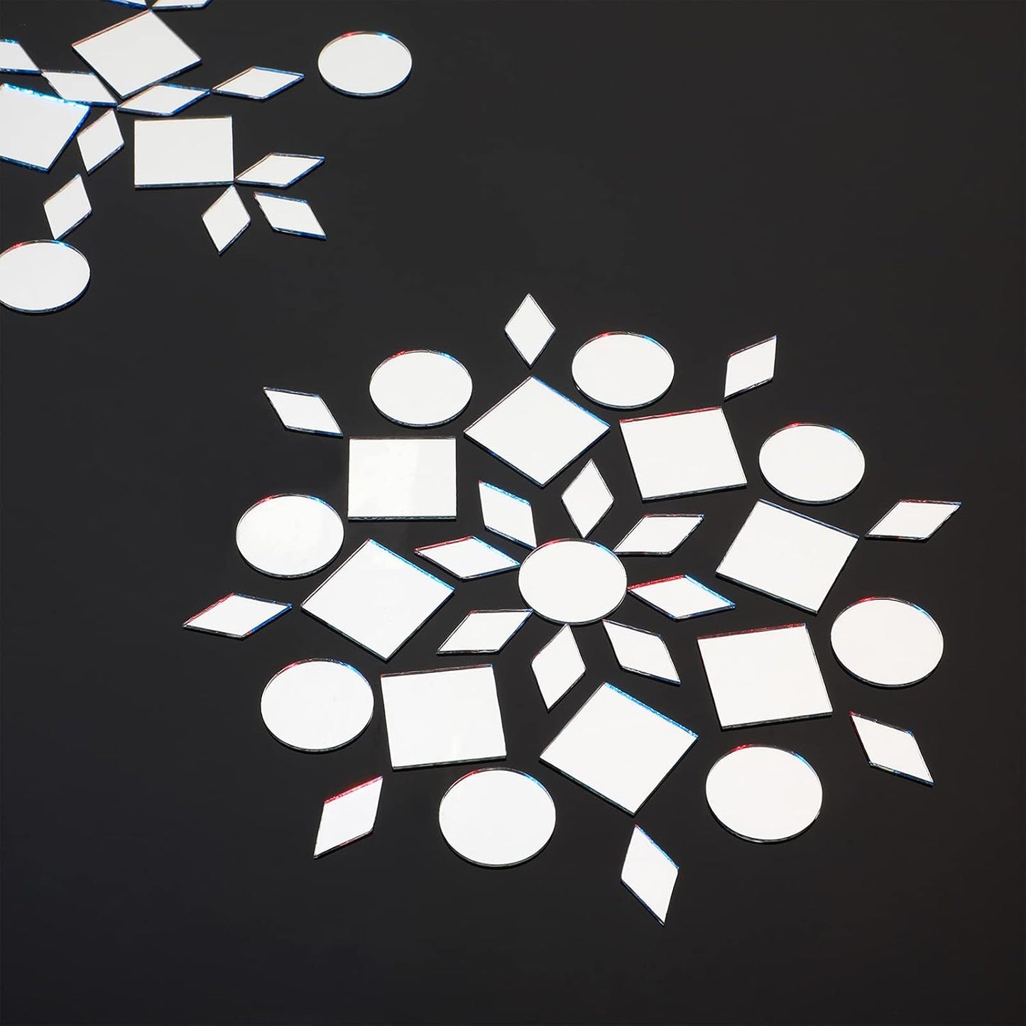 Geiserailie 150 Pieces 1 Inch 3 Shapes Mirror Mosaic Tile Small Round Diamond Square Mini Mosaic Mirrors DIY Craft Glass Decorative for Projects Crafts Supplies, Home Wall Decor.