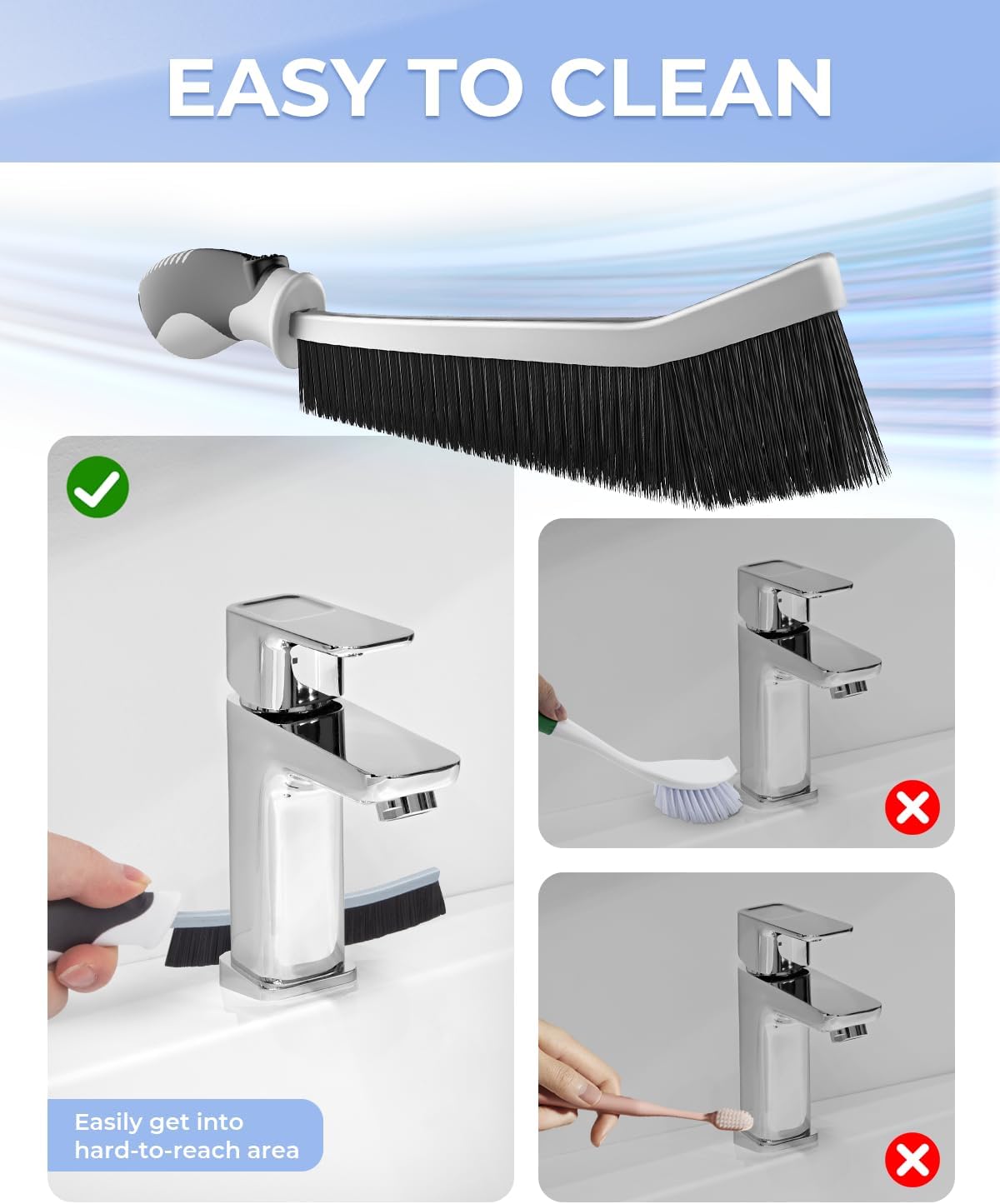 Crevice Cleaning Brushes, Scrub Brush for Hard to Reach Small Space, Home Essentials, Cleaning Supplies, Cleaning Tools for Household Use, Bathroom, Shower, Kitchen, Toilet, Window (3, Blue)
