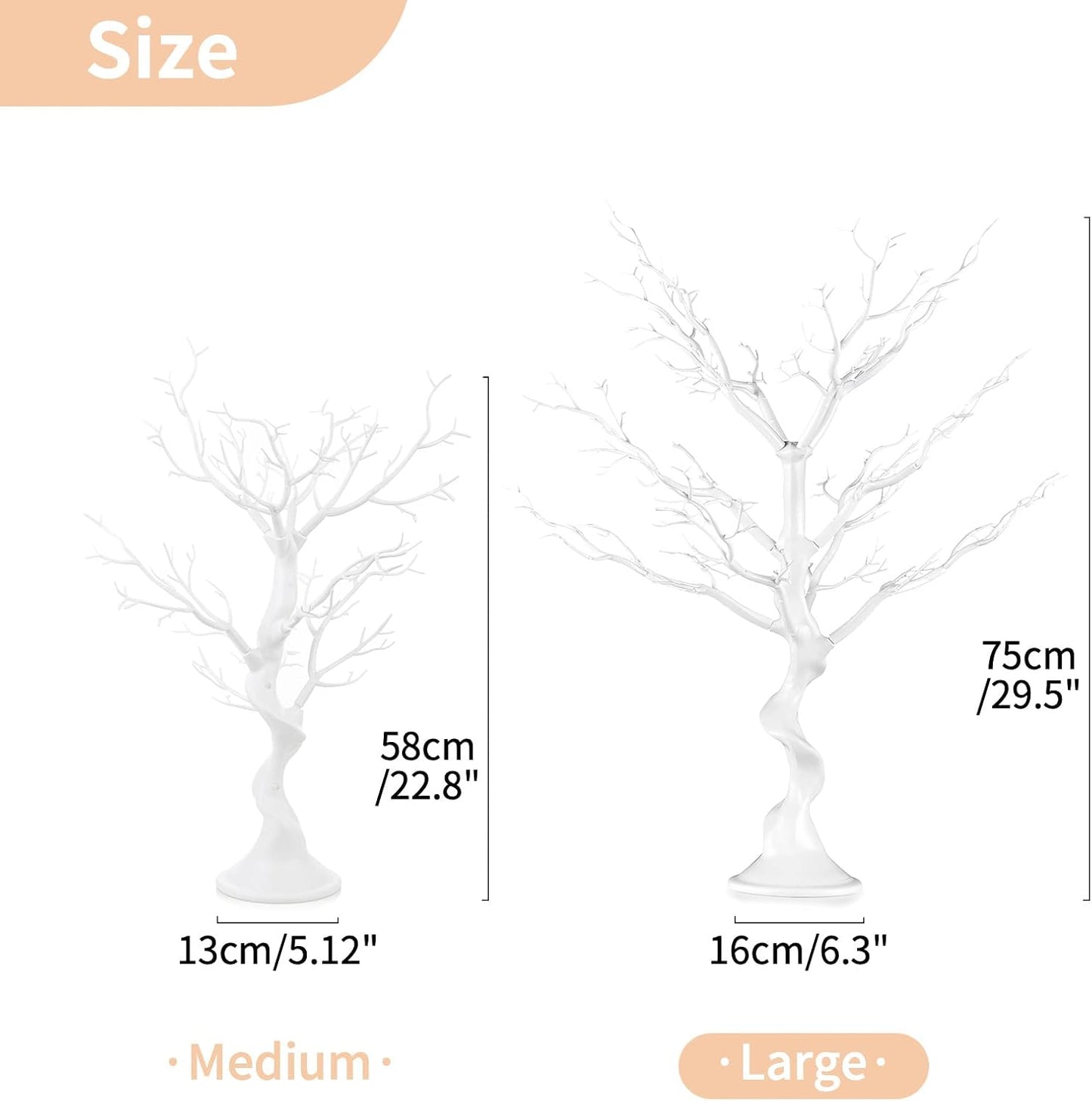NUPTIO White Christmas Tree Branch: Artificial 30 inch Tall Halloween Manzanita Tree Centerpiece Wedding Centerpieces for Table - Decorative Ornament Display Tree for Decoration Weddings (2 Pc)