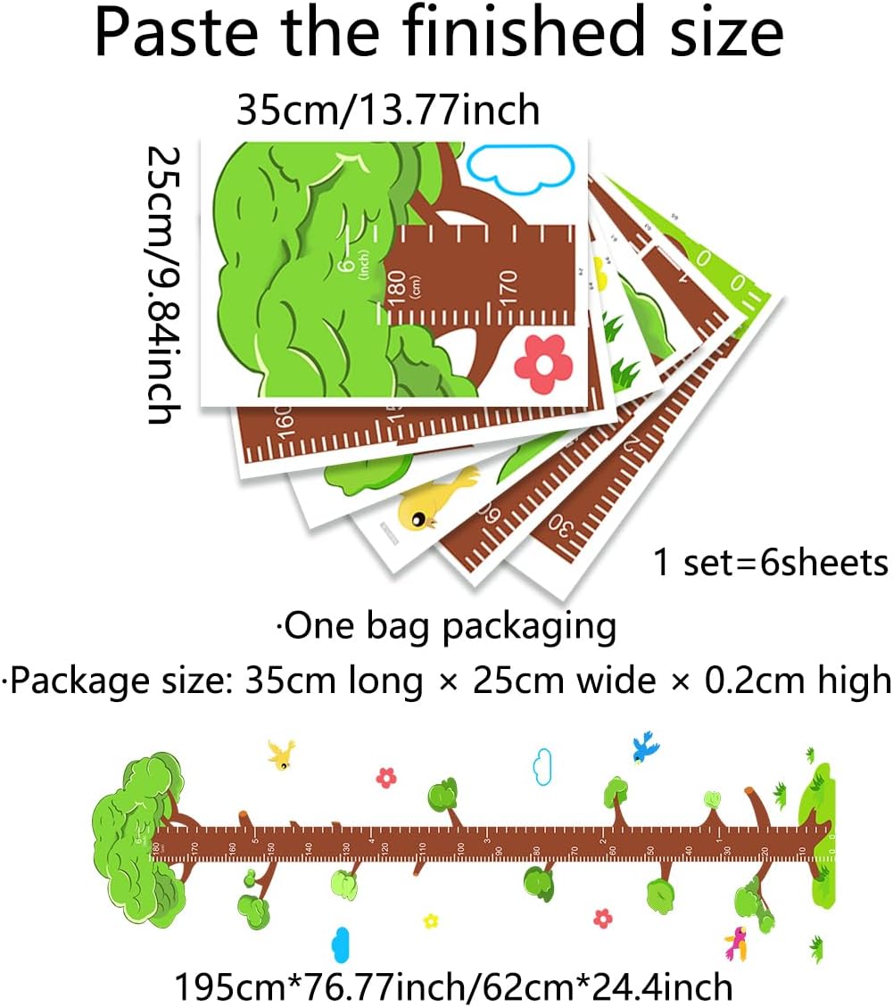 Tree Self-adheve Vinyl Nursery Wall Decal Baby Growth Chart Sticker for Bedroom Play Room