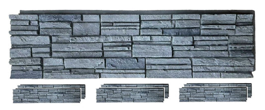 OTECKO 6-Pack Faux Stone Wall Panel 48 in x 13 in x 2 in Stacked Stone High Density Polyurethane Wall Siding Panels 24 sq ft, Easy Install, Interior/Exterior Iron Gray