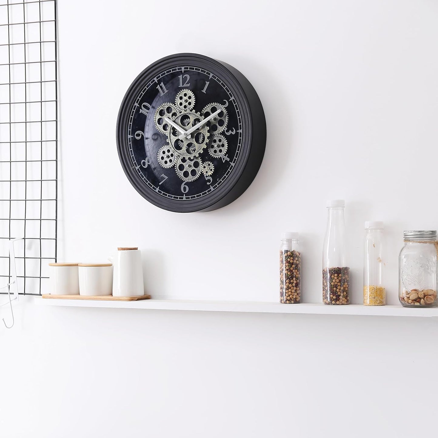 CLXEAST 15 Inch Real Moving Gear Wall Clock, Vintage Industrial Steampunk Metal Wall Clocks for Living Room Decor,Kitchen, Home Office,House Warming Gifts New Home