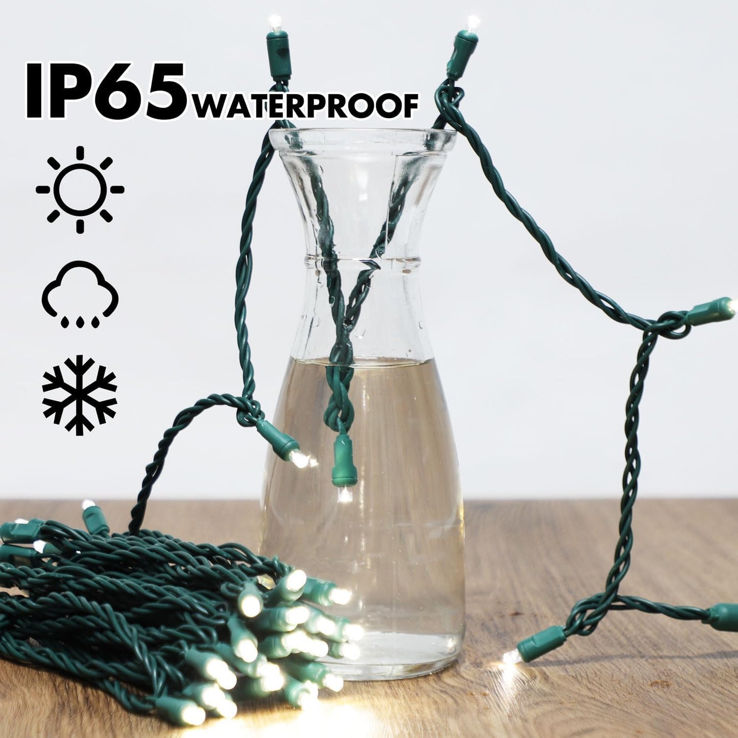 200LED (4pk of 50L) String Lights, LED Christmas Lights, 6" SPACING,Green Wire,White