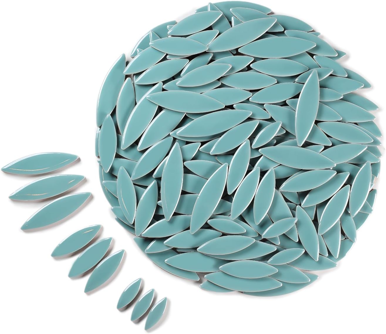 VerzTile Mosaic Tiles for Crafts - Petal Shaped Ceramic Tile Craft Hobbies & Art Projects 39 Color Options Endless Creativity DIY Design (Aqua Marine)