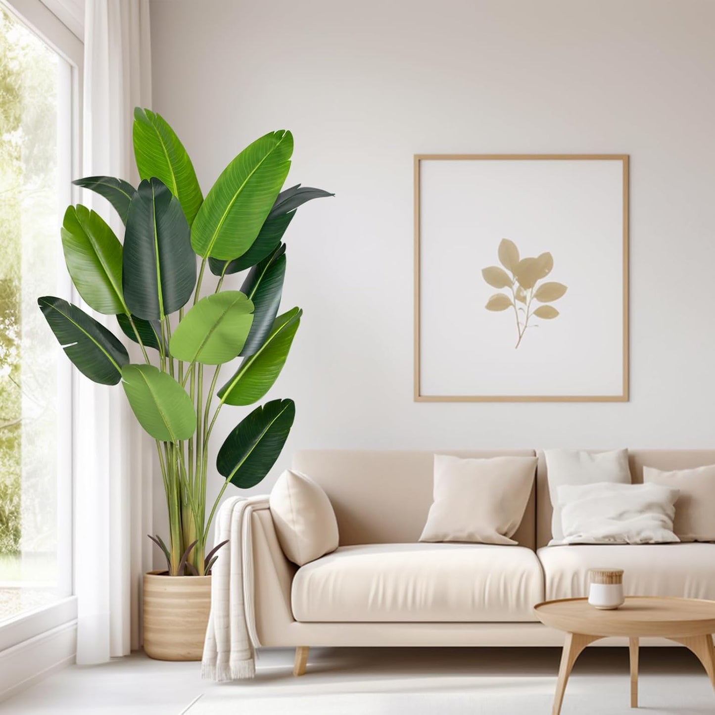 Artificial Bird of Paradise Plant 6Ft Fake Tropical Palm Tree with 13Trunks Faux Banana Leaf Trees in Pot for Home Indoor Outdoor Office Modern Decor Housewarming Gift